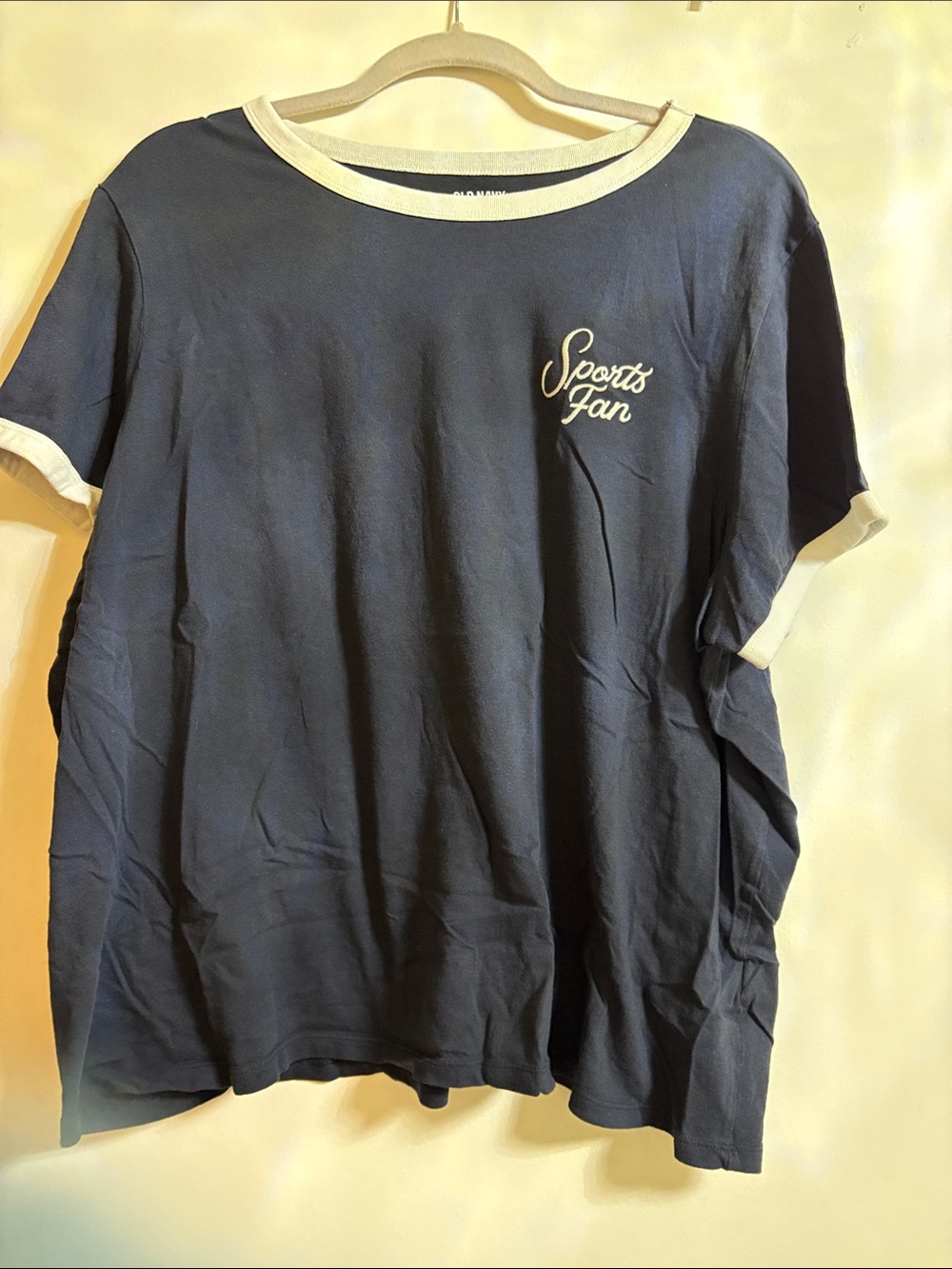 Old Navy Navy Ringer Tee with Cream Trim